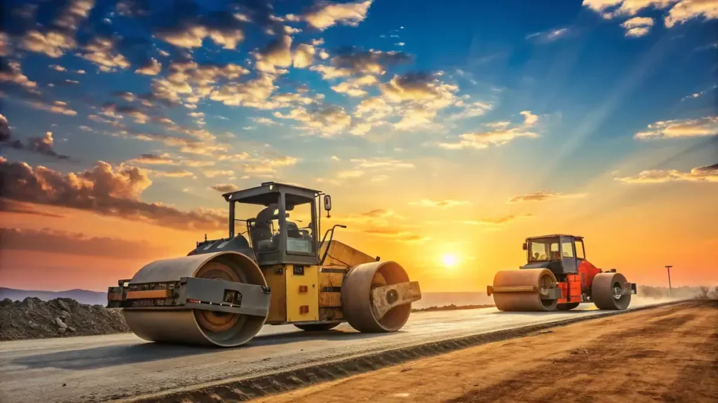 What Types of Rollers Work Best with Excavators? 5 Two construction rollers actively working on a sit 1735805139694